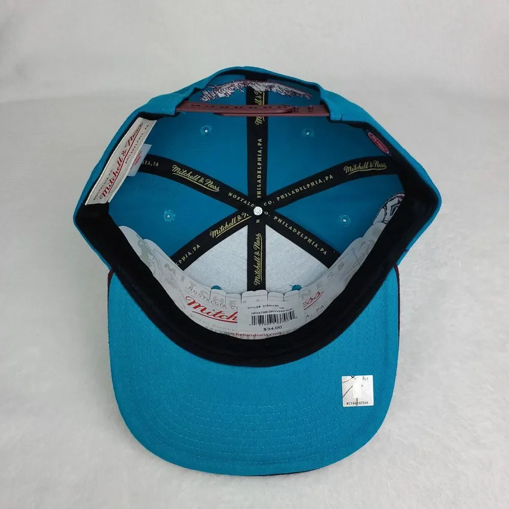 Detroit Pistons‎ Mitchell & Ness NBA Snapback Hat Cap 3D Logo Teal Maroon NWT